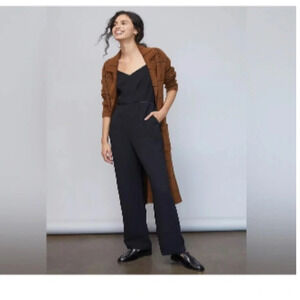 Anthropologie Maeve Magdalena Black V-Neck Jumpsuit size 4
